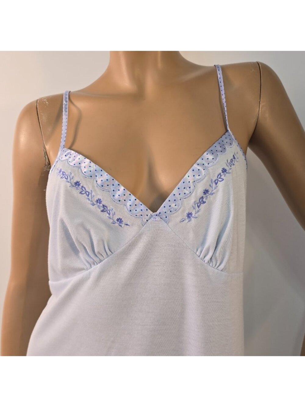 Jones New York Y2K Babydoll Chemise Nightgown Blue Embroidered Lace Sz M